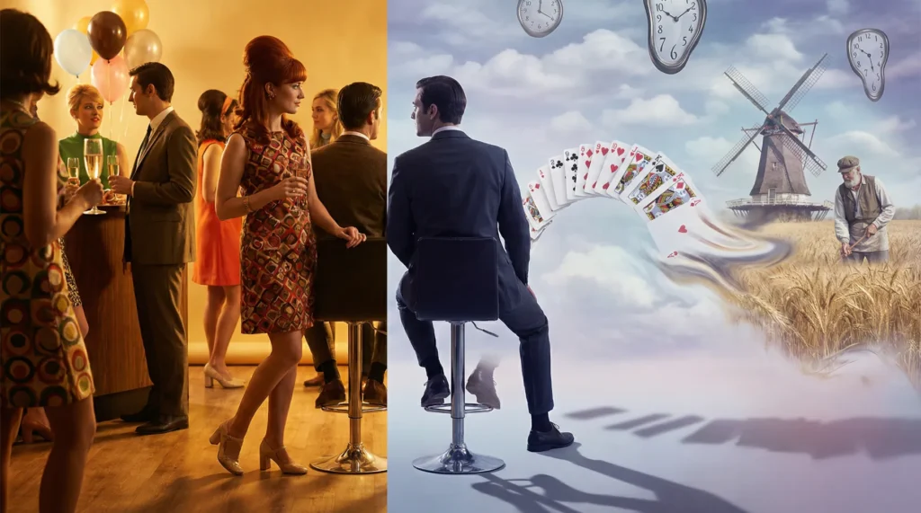 Ilustração para as teorias sobre A Whiter Shade of Pale, mostrando o narrador se perdendo em suas fantasias e ignorando a realidade, como descrito na letra.