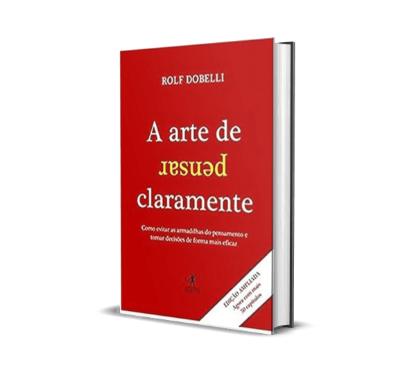 Mockup 3D do livro A Arte de Pensar Claramente, de Rolf Dobelli