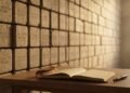 Banner do livro Diário Estoico de Ryan Holiday, mostrando um calendário antigo com símbolos filosóficos.
