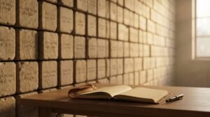 Banner do livro Diário Estoico de Ryan Holiday, mostrando um calendário antigo com símbolos filosóficos.