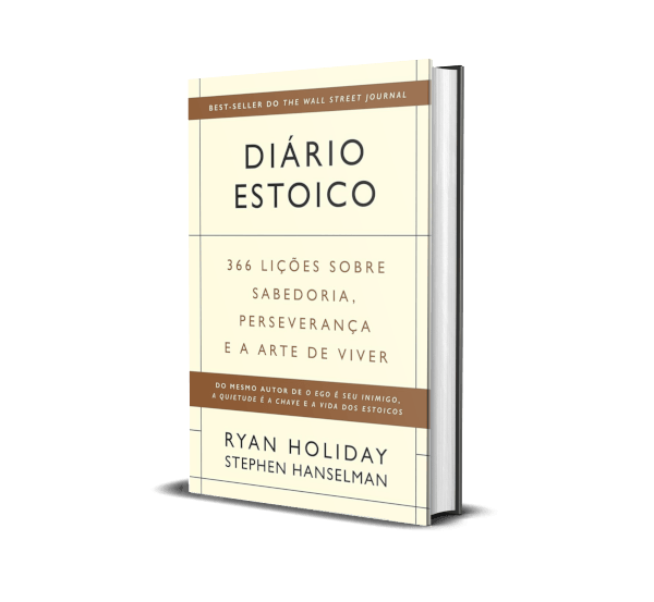 Mockup 3D do livro Diário Estoico de Ryan Holiday.