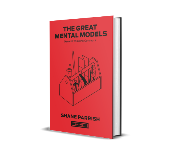 Mockup 3D do livro The Great Mental Models de Shane Parrish.