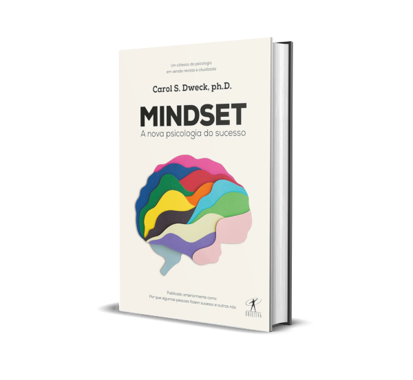 Mockup 3D do livro Mindset: A Nova Psicologia do Sucesso de Carol S. Dweck.