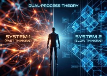 Banner do livro Rápido e Devagar de Daniel Kahneman, mostrando duas faces de um cérebro, uma rápida e outra lenta.