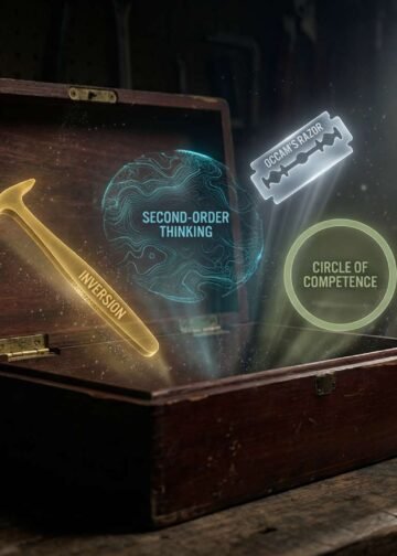 Banner do livro The Great Mental Models, mostrando uma treliça de modelos mentais conectando diferentes áreas do conhecimento.