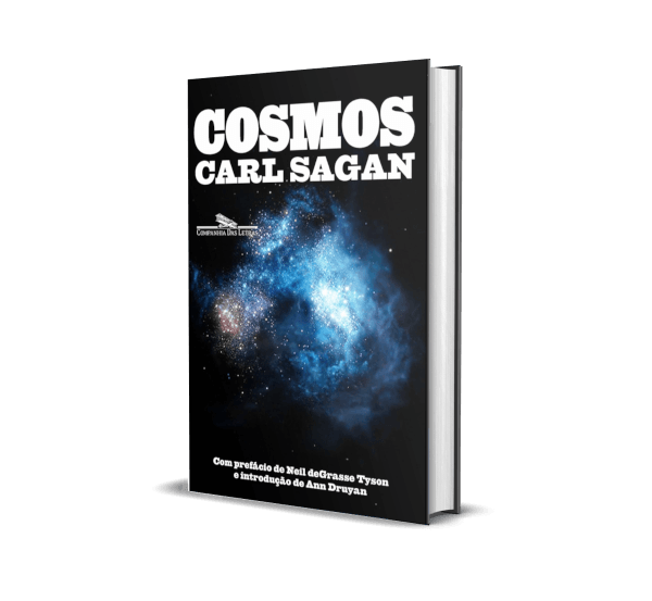Mockup 3D do livro Cosmos, de Carl Sagan