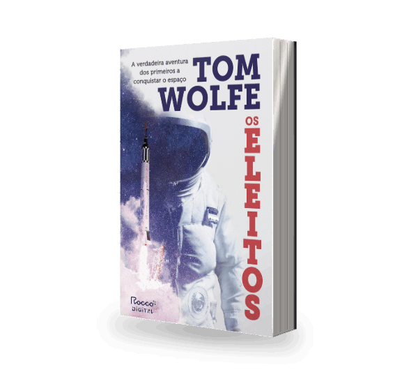 Mockup 3D do livro Os Eleitos, de Tom Wolfe.