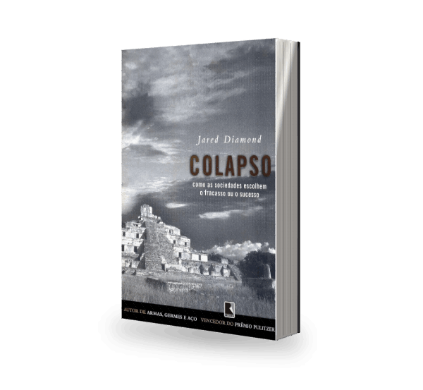Mockup 3D do livro Colapso, de Jared Diamond.